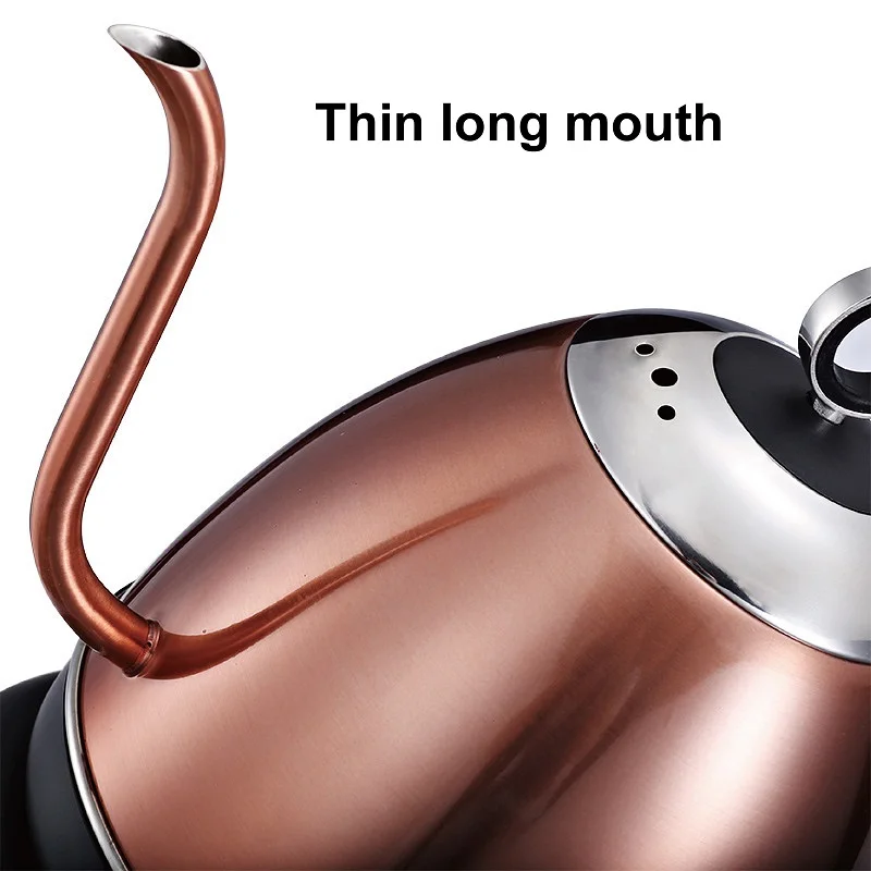1L ไฟฟ้ากาต้มน้ํา Long Spout เครื่องชงกาแฟ 304 กาน้ําชาสแตนเลสในครัวเรือน Quick กาต้มน้ํา Auto Power Off เครื่องมือห้องครัว 1360W