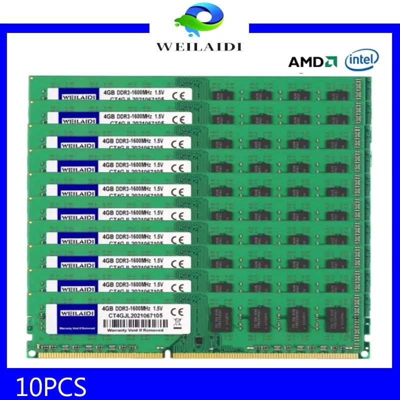 10 шт. DDR3 4 ГБ 8 ГБ 1333 МГц 1600 МГцНастольная оперативная память PC3-10600 12800 DIMM 1,5 В 2RX8 CL11 240PIN NON-ECC для Intel AMD
