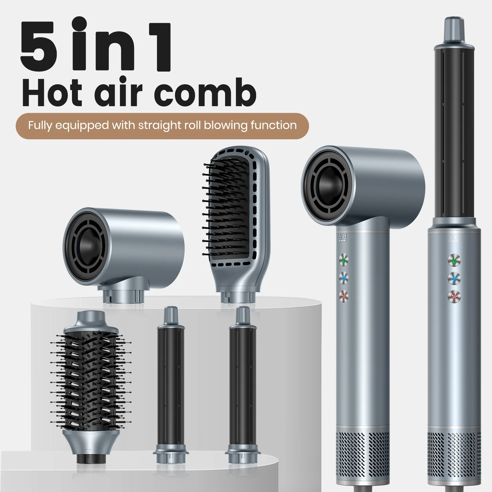 

5-in-1 Fast Hair Massager Curler Brush Blow drying hot air comb Professional Ionic Electric Hair Dryer Auto Curling Iron