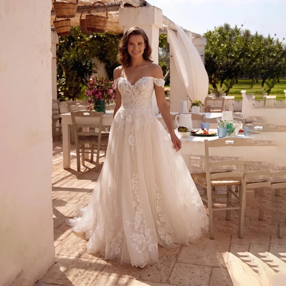 Custom Elegant Strapless Lace Appliques Wedding Dress Bridal Gown Bride Dress Vestido De Novia Formal Wedding Dresses For Women