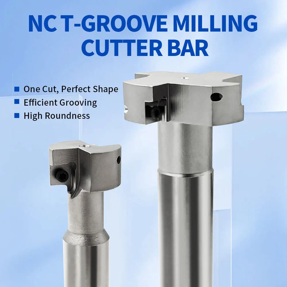 CNC T-slot cutter, SMP H14 three-sided T-slot cutter holder, straight shank, CNC machining center.