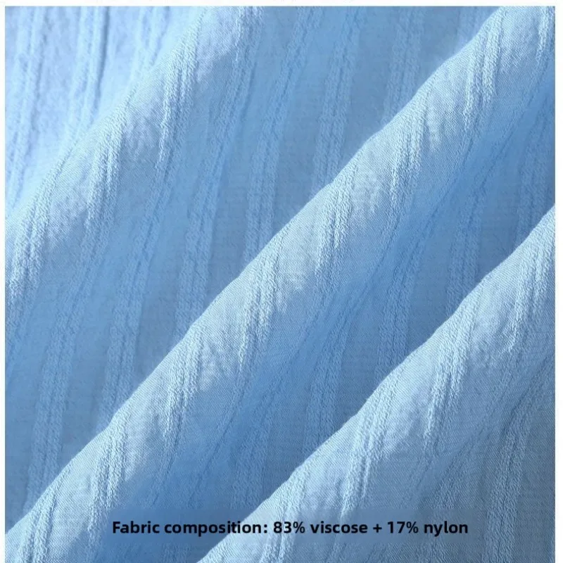 2025 Men's Clothing Short Sleeve Shirt Summer Linen Striped Jacquard Loose Fit Sun Protection UPF Breathable