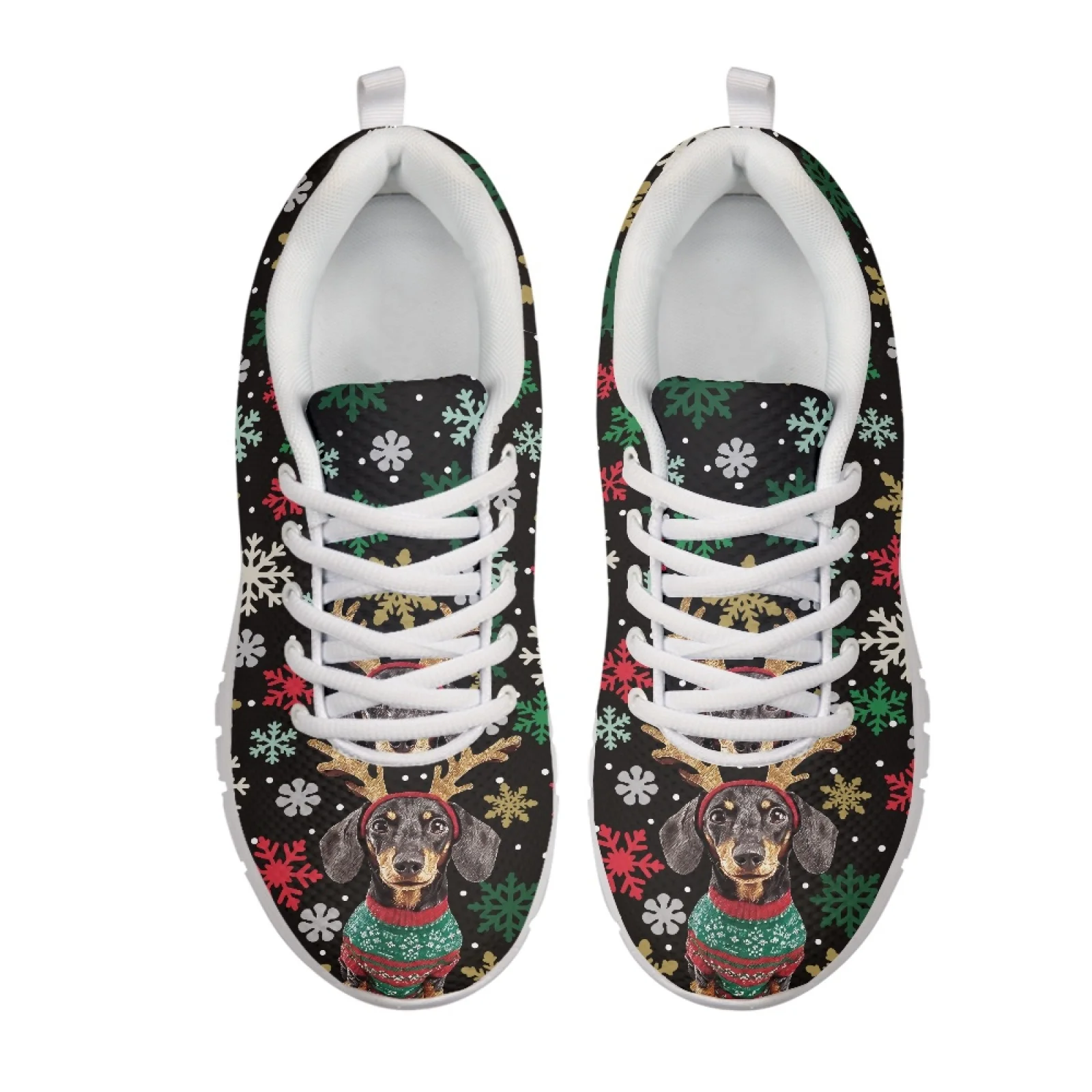 Coloranimal Dachshund Snowflake Fashion 2026 Fitness Shoes Womens Athletic Walking Sneakers Breathable Fitness Sneaker