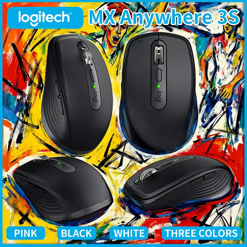 Durable Logitech MX Anywhere 3S - 8K DPI Glass Tracking, MagSpeed Scroll, Quiet Clicks, USB-C Fast Charge, Travel-Ready