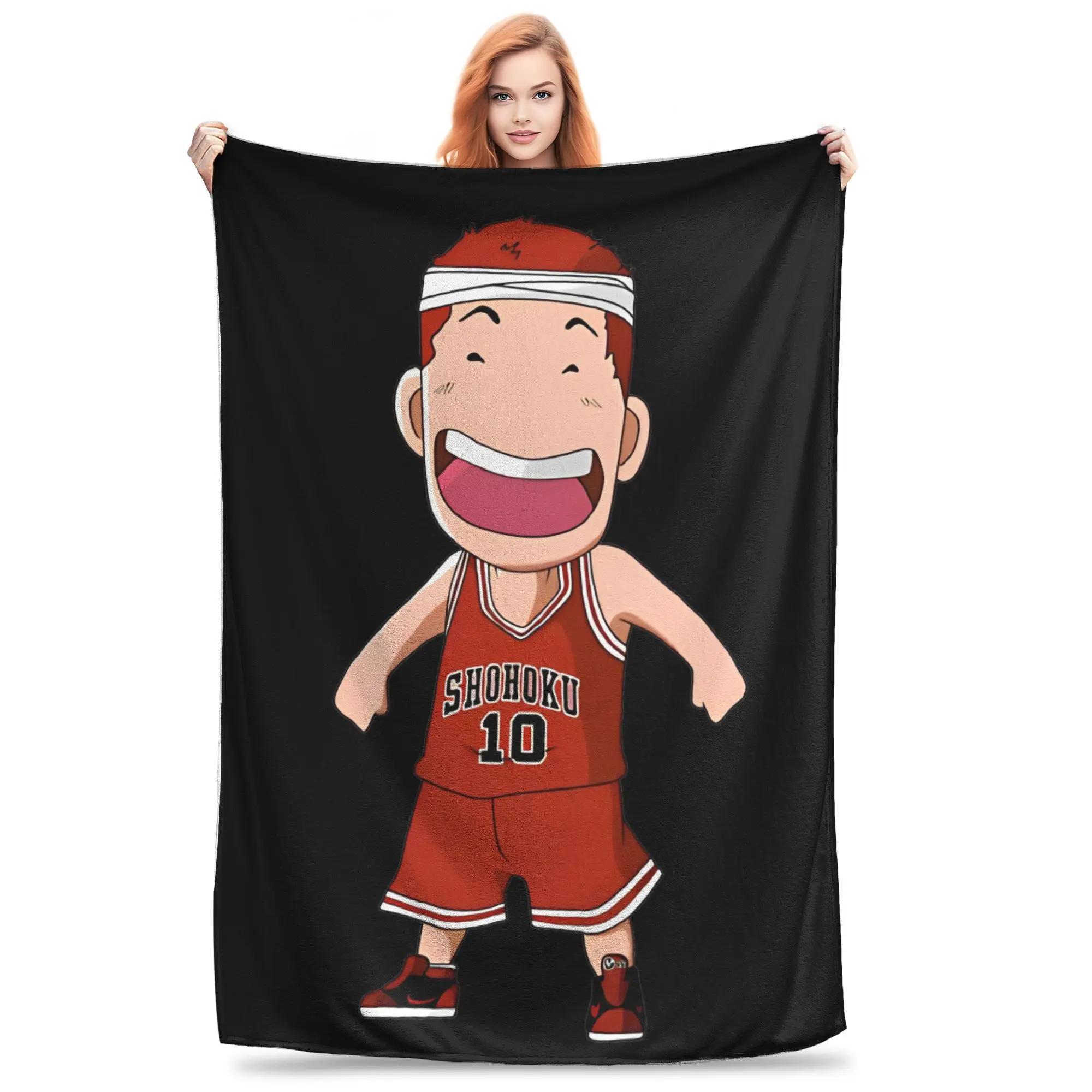 Slam Dunk Caricature Hanamichi Sakuragi SHOHOKU Blanket  Flannel Vintage Breathable Throw Blanket for Coverlet All Season