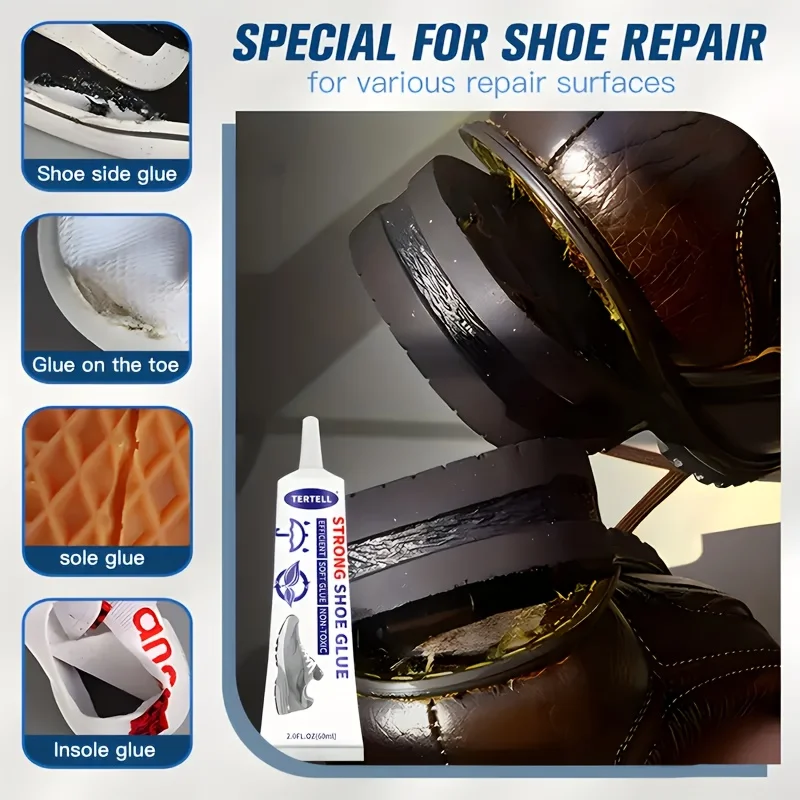 60ml Professional Shoe Adhesive Glue Fast Drying Waterproof Strong Bond for Leather Rubber Sneakers Boots - Instant Repair