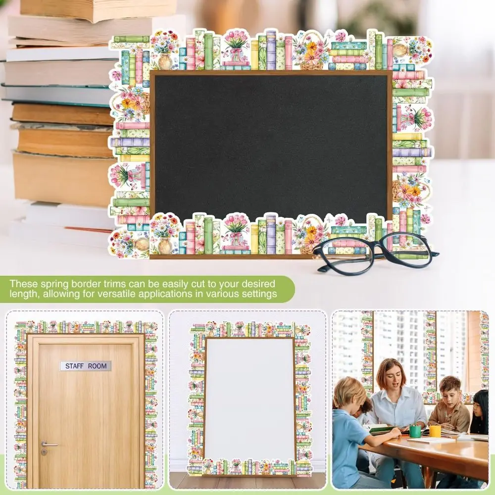 Self Adhesive Blackboard Border Sticker 10m/roll Waterproof Classroom Border Sticker Easy to Cut Cartoon Print