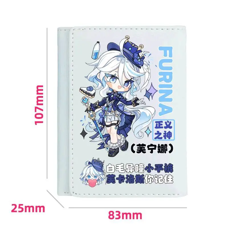 Genshin Impact Wallet Peripheral Water God Funina Women's Short Foldable Niche Design Large Capacity Multi-Card Slot Card Hold