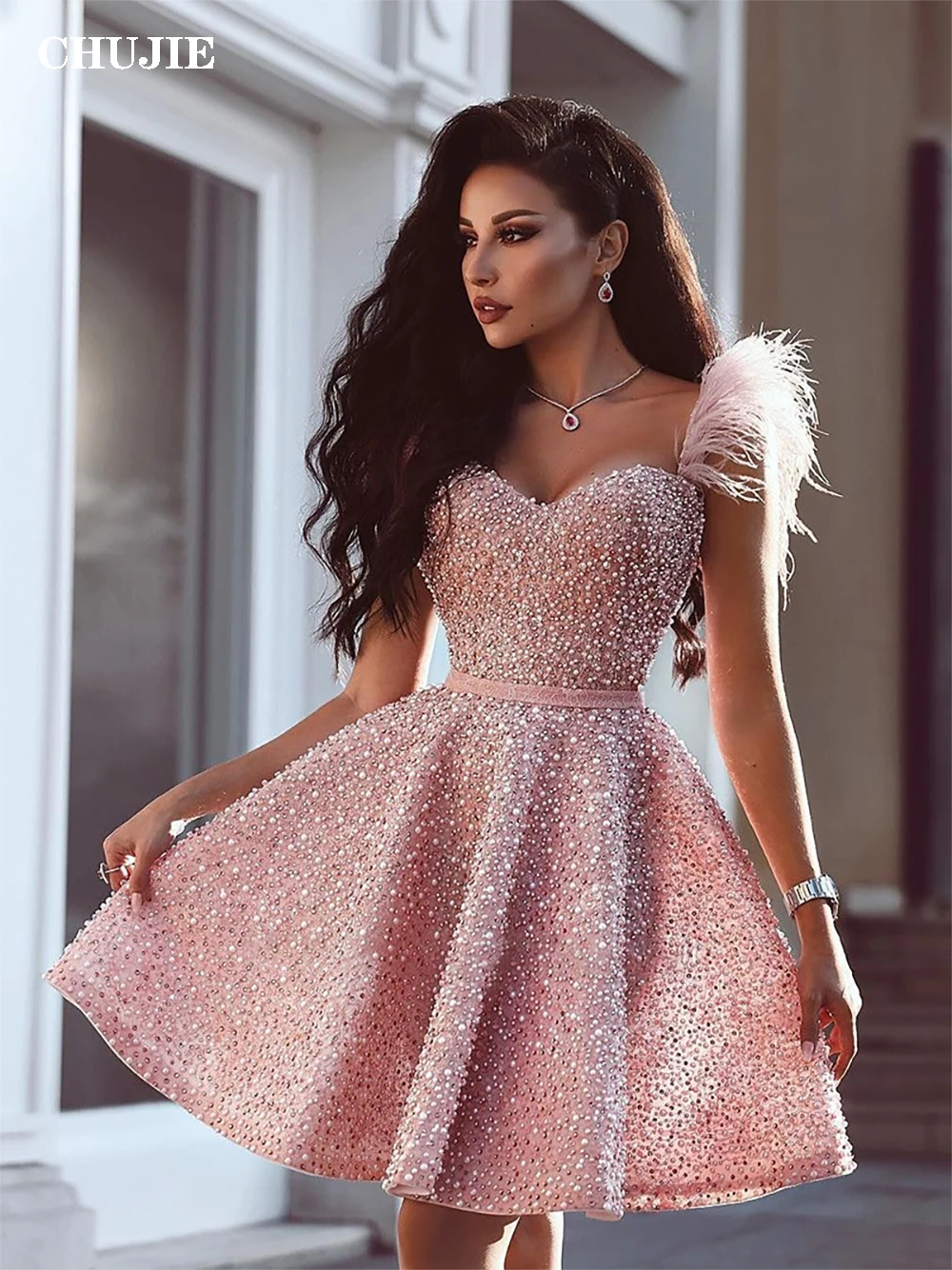 

Beading Mini Homecoming Dress Prom Dresses Sweetheart Glitter Women Cocktail Party Gown Vestidos de Graduación