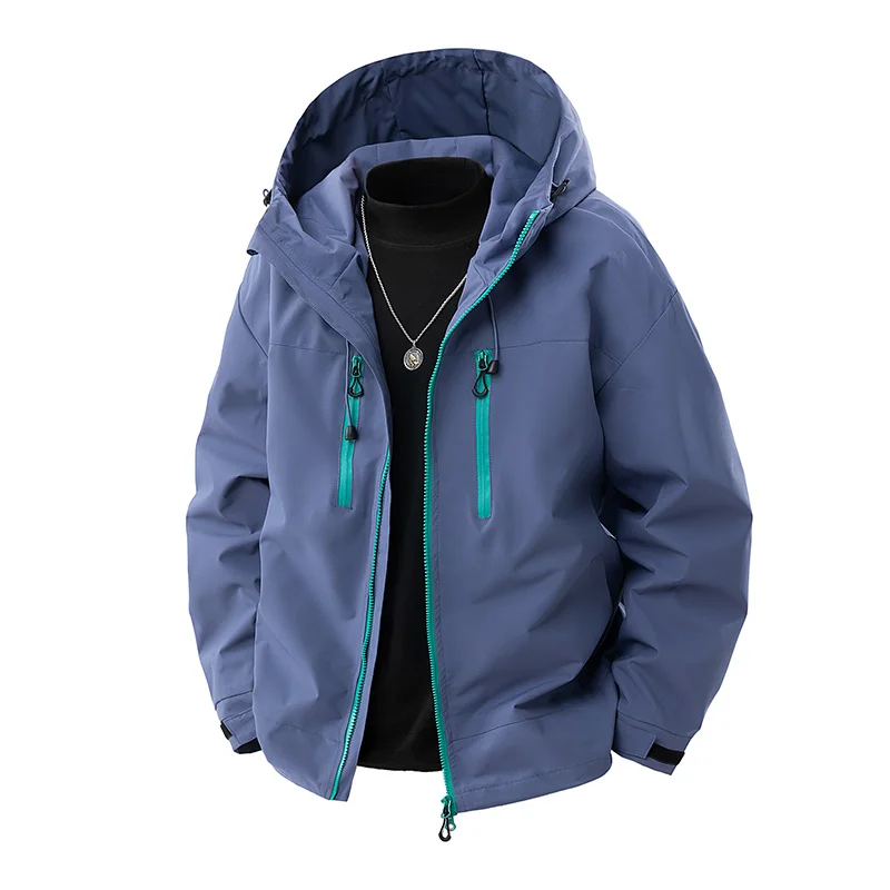 

Men's Casual Hooded Jaet Outerwear Loose American Sle Outdoor Top Spring Autumn New Faion Polyester Fiber 95% Spandex 5%