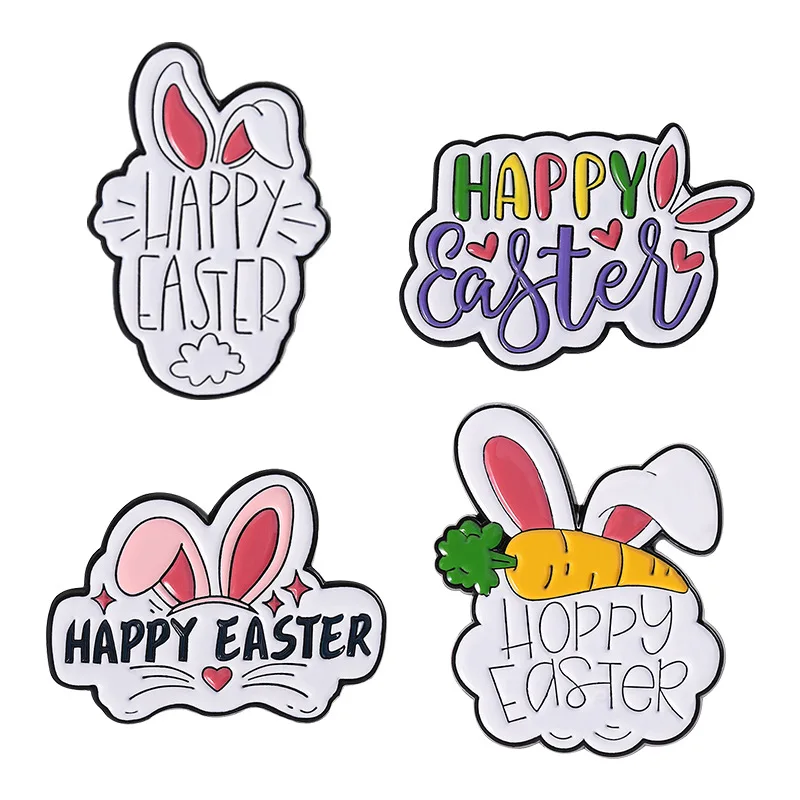 

Easter series commemorative brooches cartoon rabbit ears letter-shaped alloy badges clothing accessories pins gifts for friends
