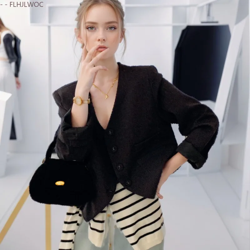 Jackets Blazers New 2024 Autumn Spring Women Loose Outerwear Casual Japan Girls Solid Button Retro Vintage Long Blazer Coats