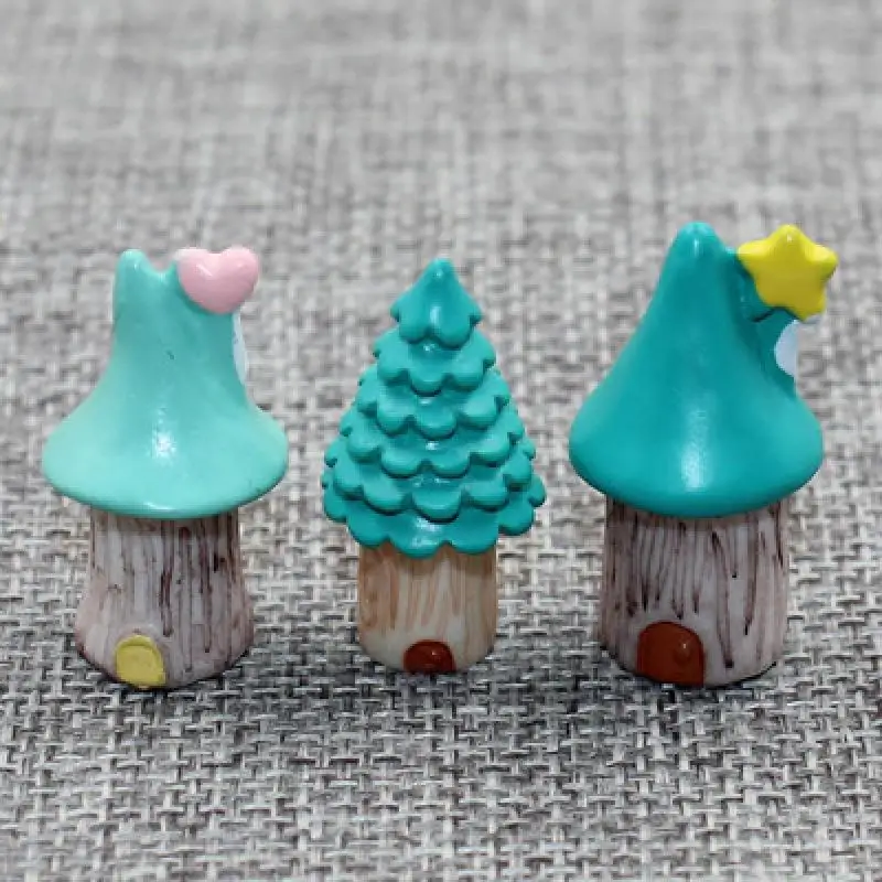 DIY 1Piece of Resin Mini Tree Fairy Garden Micro Landscape Moss Cartoon Tree House  Micro Landscape Succulent Decoration