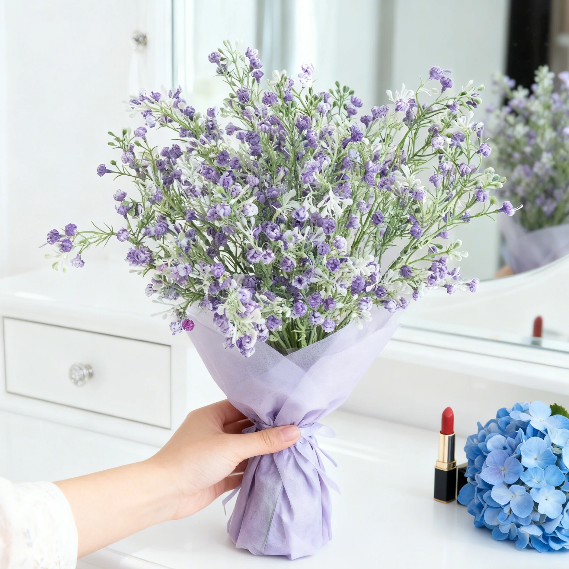 Künstliche Blumenpflanze, Blume, Gypsophila, Hochzeit, Brautstrauß, Kranz, Zuhause, Zimmer, Tisch, Vase, Garten, Wand, DIY, Geschenke, Dekoration, Ornament