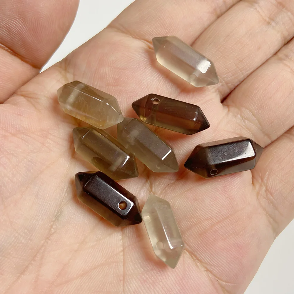 Natural Stone Hexagonal Pendant Mineral Quartz Charms Amazonite Column Pendant for DIY Jewelry Necklace Making Bracelet 9x20mm
