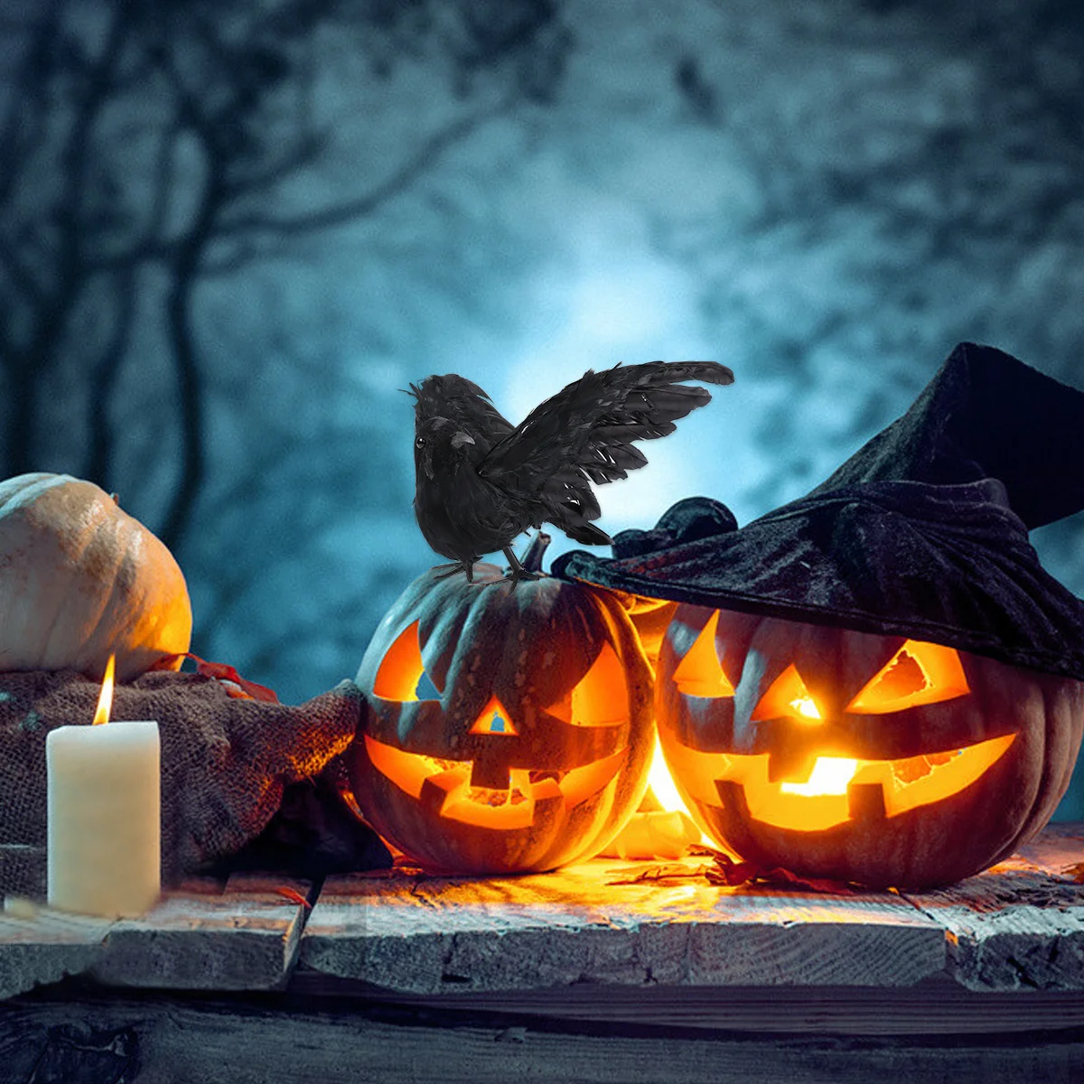 

1pc Simulated Halloween Decoration Black Crow Realistic Crow Prop For Garden Home Decor Art Gift
