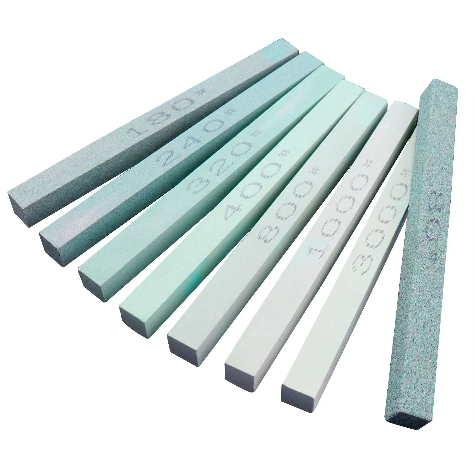 1 pieza de piedra de aceite para afilar 80-3000 # Herramienta afiladora de cuchillos de piedra de afilar, barra de arena de carburo de silicio verde