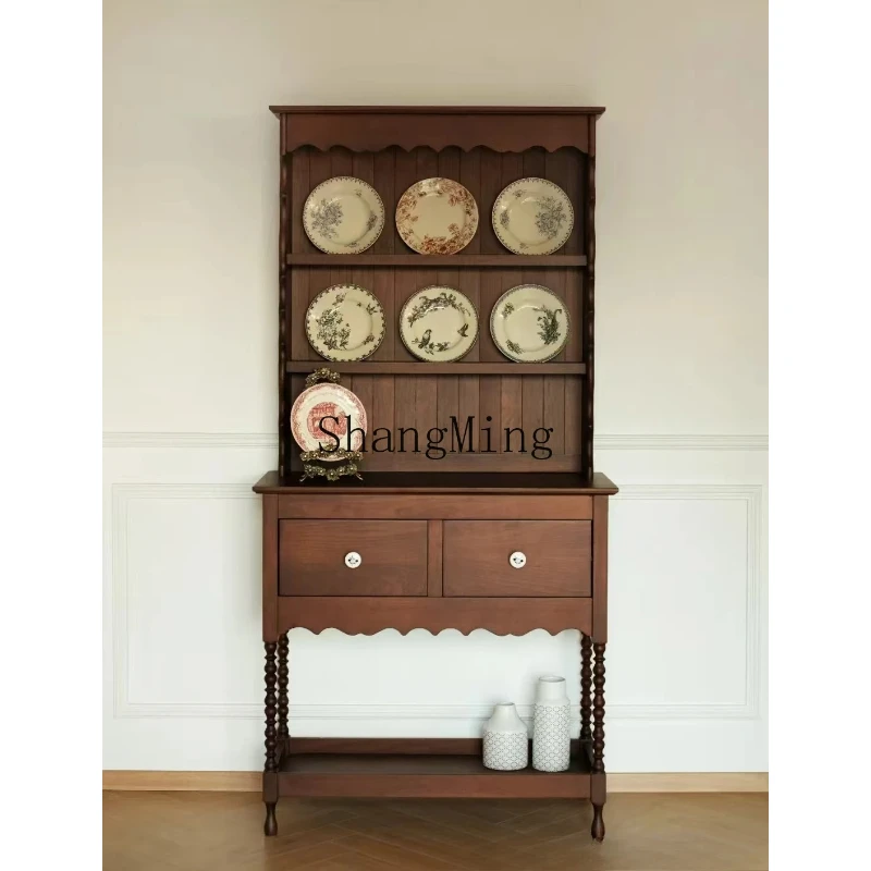 

SM retro side coffee tea cabinet medium antique high foot storage display ornament cabinet