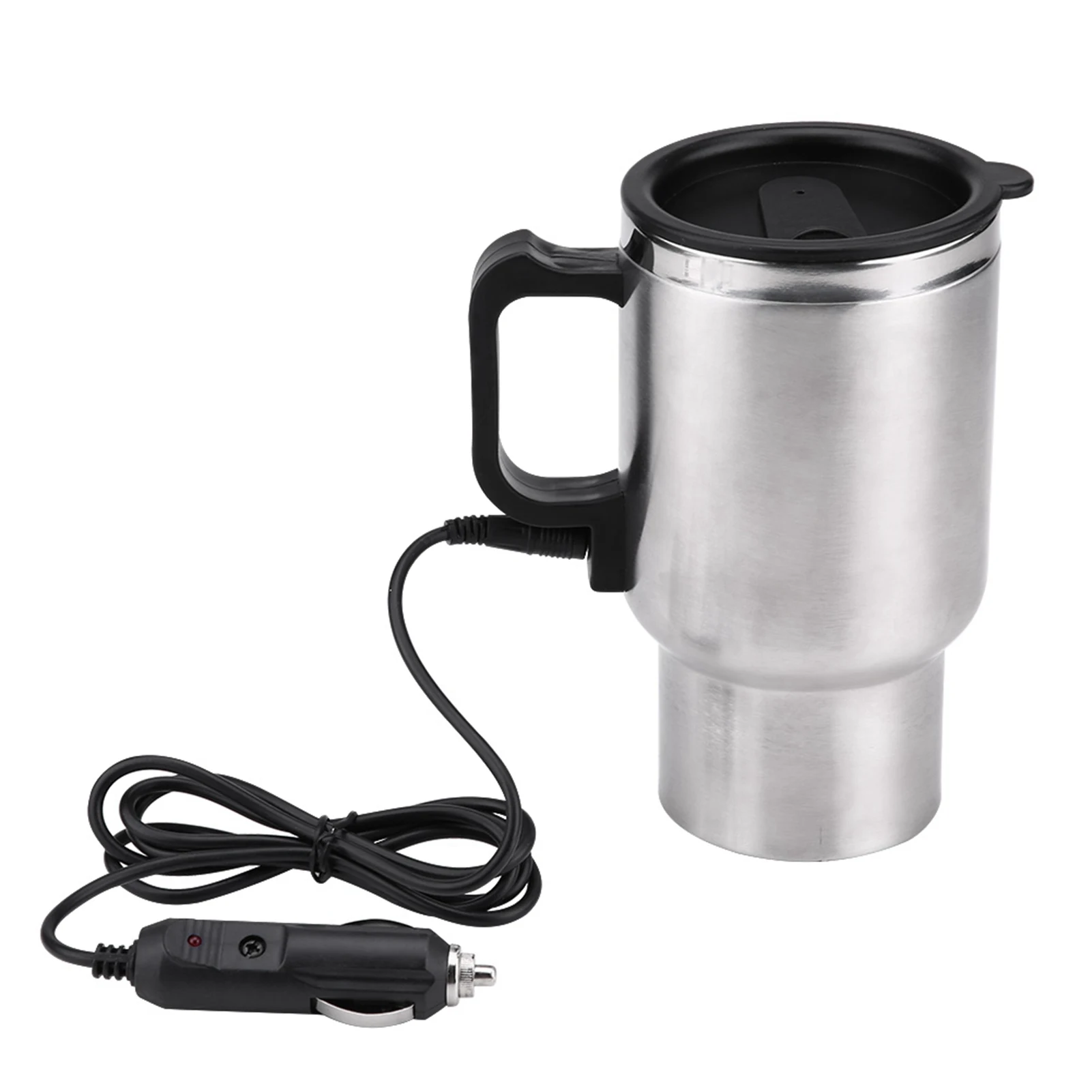 1Pcs 450ml Stainless Steel Car Electric Kettle In-car Kettle Travel Thermoses Heating Water Bottle  Camping Travel Heated Coffee