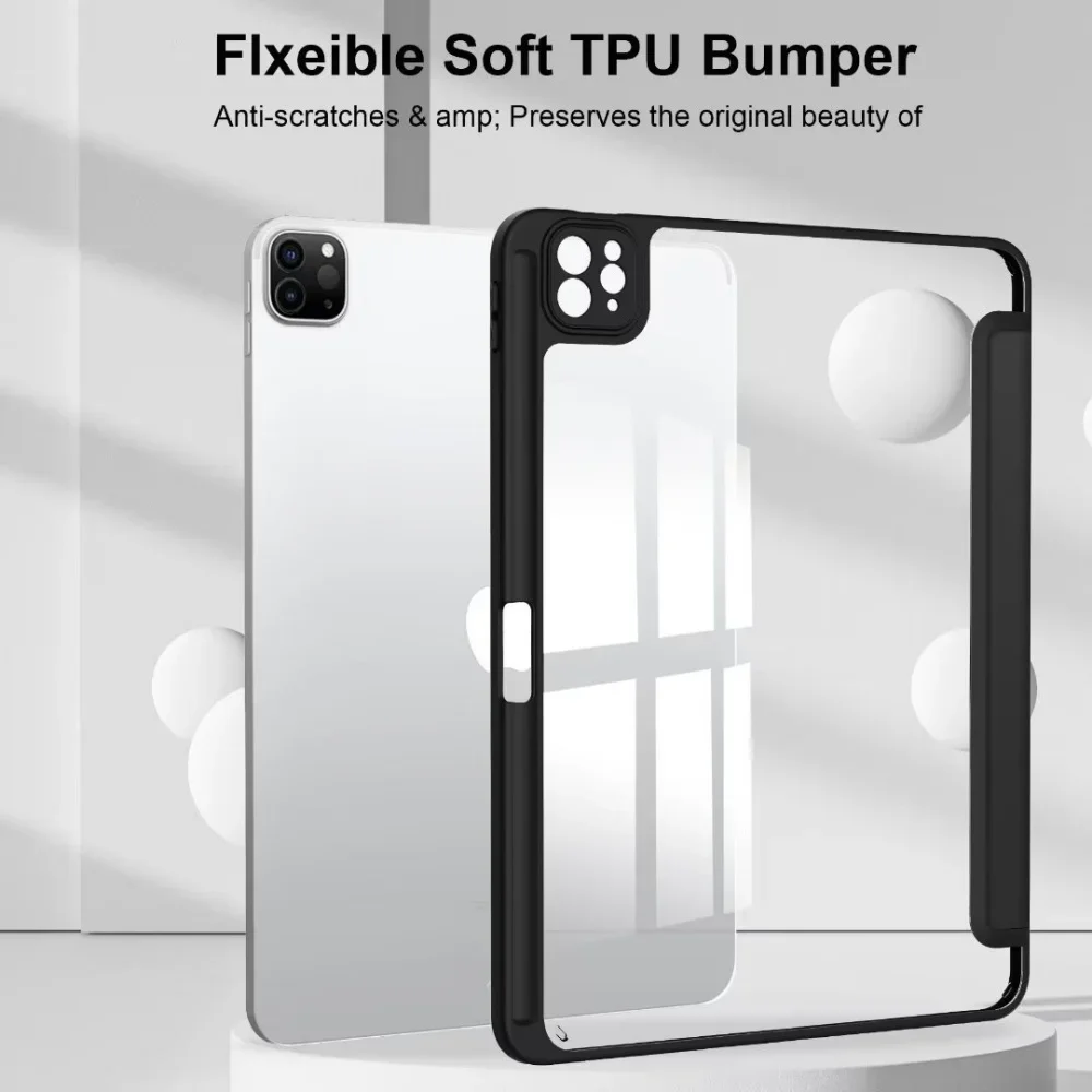 

3 Fold Case for iPad Pro 11 13 2024/Air 11 13/Pro 12.9 2022-2024/Air 5 4 10.9/M2 M3/10th 12.9 2023/Smart Cover with Pencil Holde