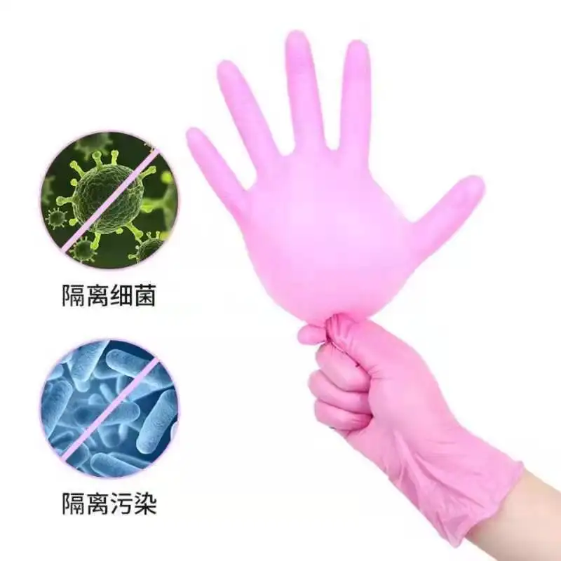 100 Pack Pink Vinyl Disposable Gloves - Latex Free and Power Free Food Grade Exam Gloves for Cleaning Food Prep Kitchen Use