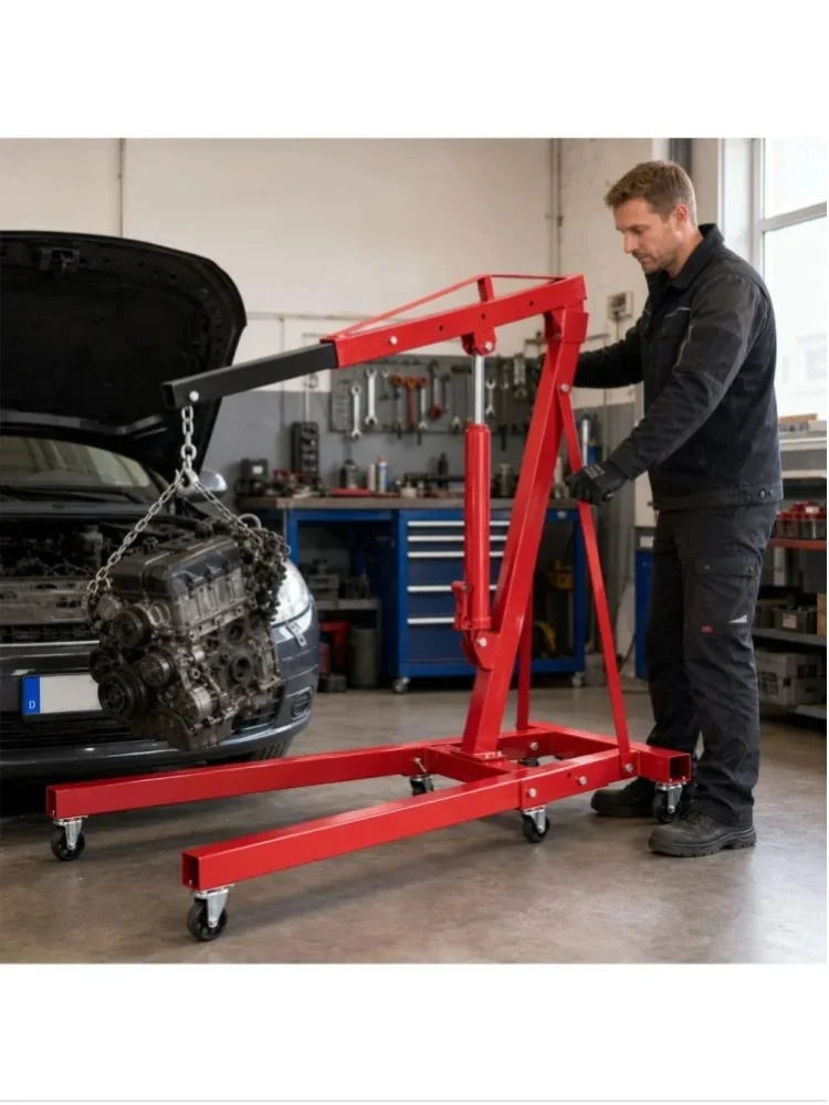 2 Tonnen Hydraulischer Heber, Faltbarer Teleskop-Lift mit 4-stufigem Ausleger (30-230cm), 360° °   Lenkrollen, Werkstattlift für Autoreparatur, Baustelle, Lagerung – Max. Tragfähigkeit 2000kg