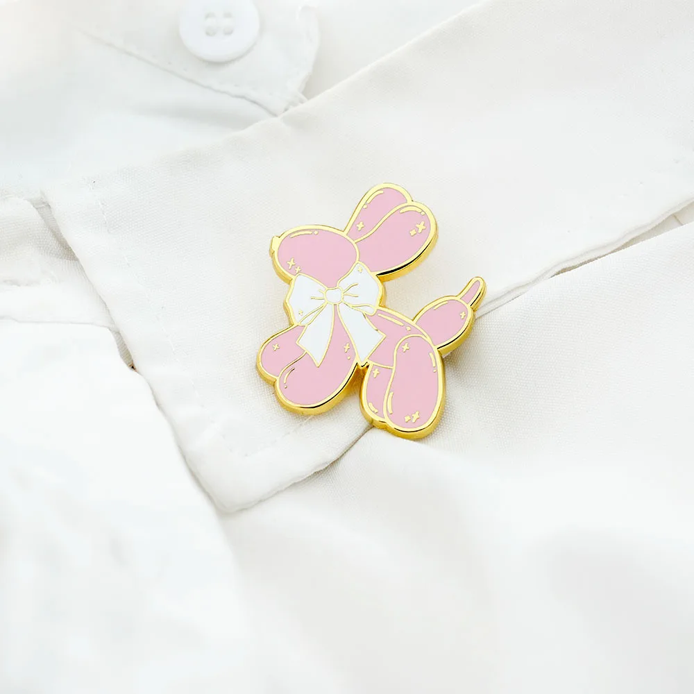

Cute Cartoon Pink Balloon Dog Brooch for Clothes Soft Enamel Pin Metal Badges Lapel Pins for Backpack Jewelry Accessories