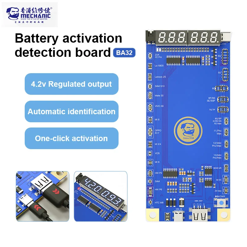 MÉCANICIEN BA27 BA33 BA32 Carte de détection d'activation de batterie pour IP5-13PM batterie Android Security ation en un clic Panneau de charge rapide