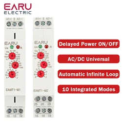 1PCS 16A Multifunction Type 0.1 Second -10 Days Timer Relay with 10 Function Choices AC DC 12V-240V 250VAC Time Relay Din Rail