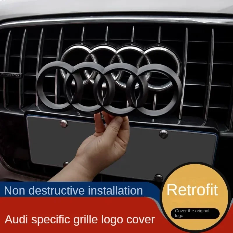 Audi Directly Covered Emblem Front Frill Decoration Accessories Refitted Four-ring Black Emblem For A4 A3 A5 A7 Q3 Q5 Q7 Q2 A6