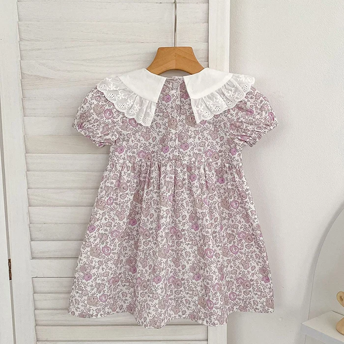 2026 Neue Sommer-Schwesterkleidung 2-6 Jahre Baby Mädchen Partykleid Kurzärmeliges Baumwoll-Blumendruck Kinder Prinzessinnenkleid – Detail 4