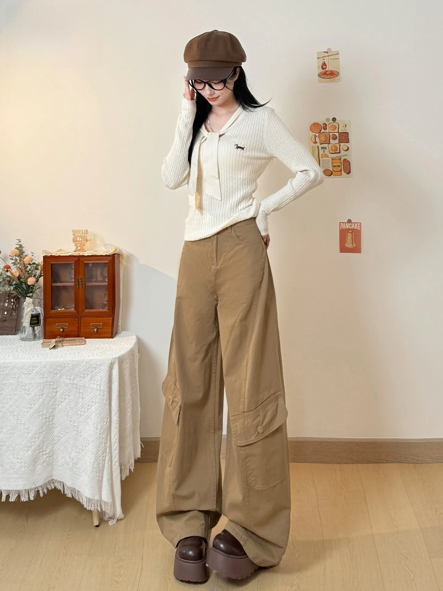 

American Style High Waist Straight Leg Jeans Women's New 2026 Summer Pear Shape Slim Wide Leg Casual Pants Cotton Denim