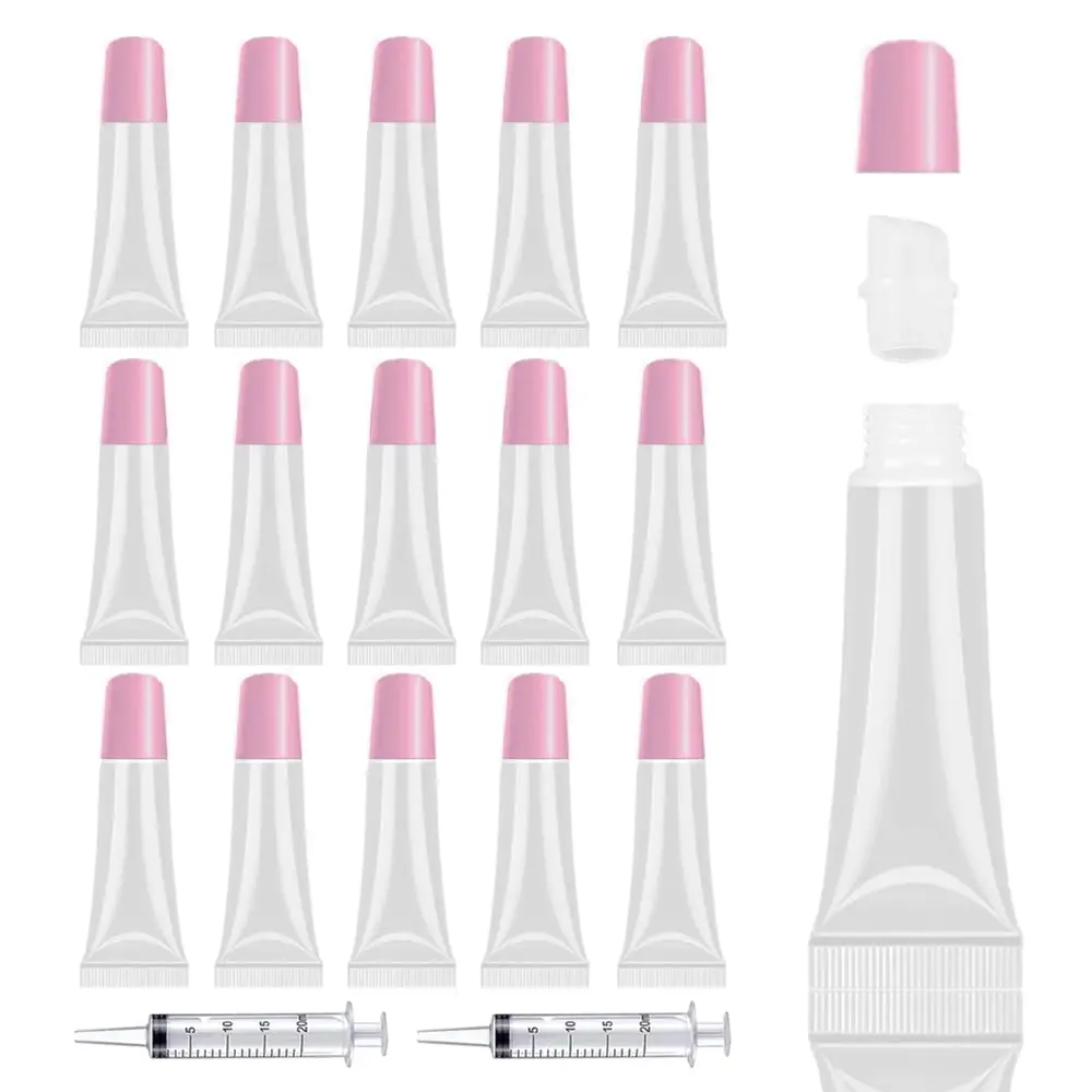 10/30/50 unidades de tubos de brillo labial vacíos de 10 ml, envases de brillo labial, tubos de bálsamo labial, tubos de brillo labial bonitos y exprimibles, suministros para hacer brillo labial