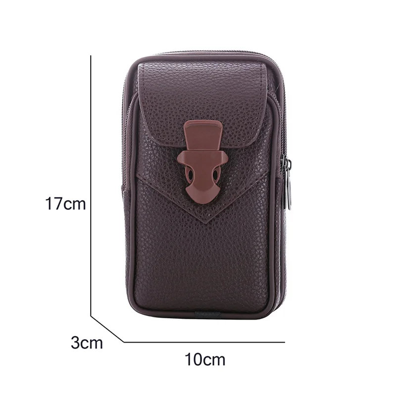 Multifunctional PU Leather Belt Bag Solid Color Men Business Style Belt Bag Horizontal And Vertical Section Wallet Case Purse