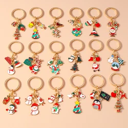 Fashion Merry Christmas Tree Snowman Santa Claus Keychain for Car Key Festival Gifts for Women Men Handbag Pendant Key Chains