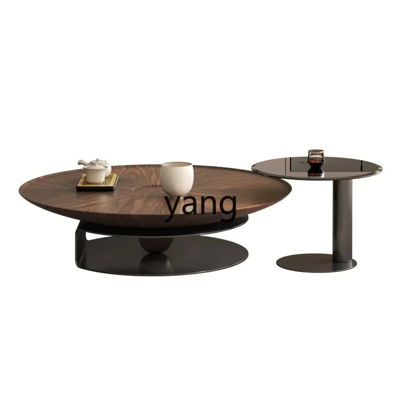 

CX light luxury modern solid wood living room round coffee table combination glass round coffee table