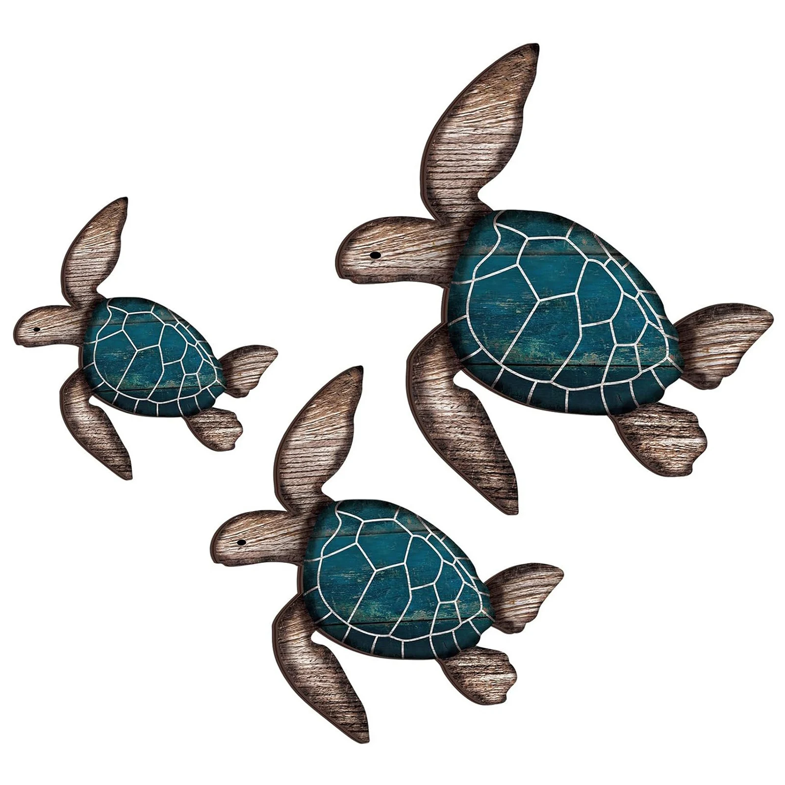 

3Pcs Sea Turtle Wooden Wall Ornament, Marine Themed Wooden Wall Hanging Decor for Hone Living Room Bathroom