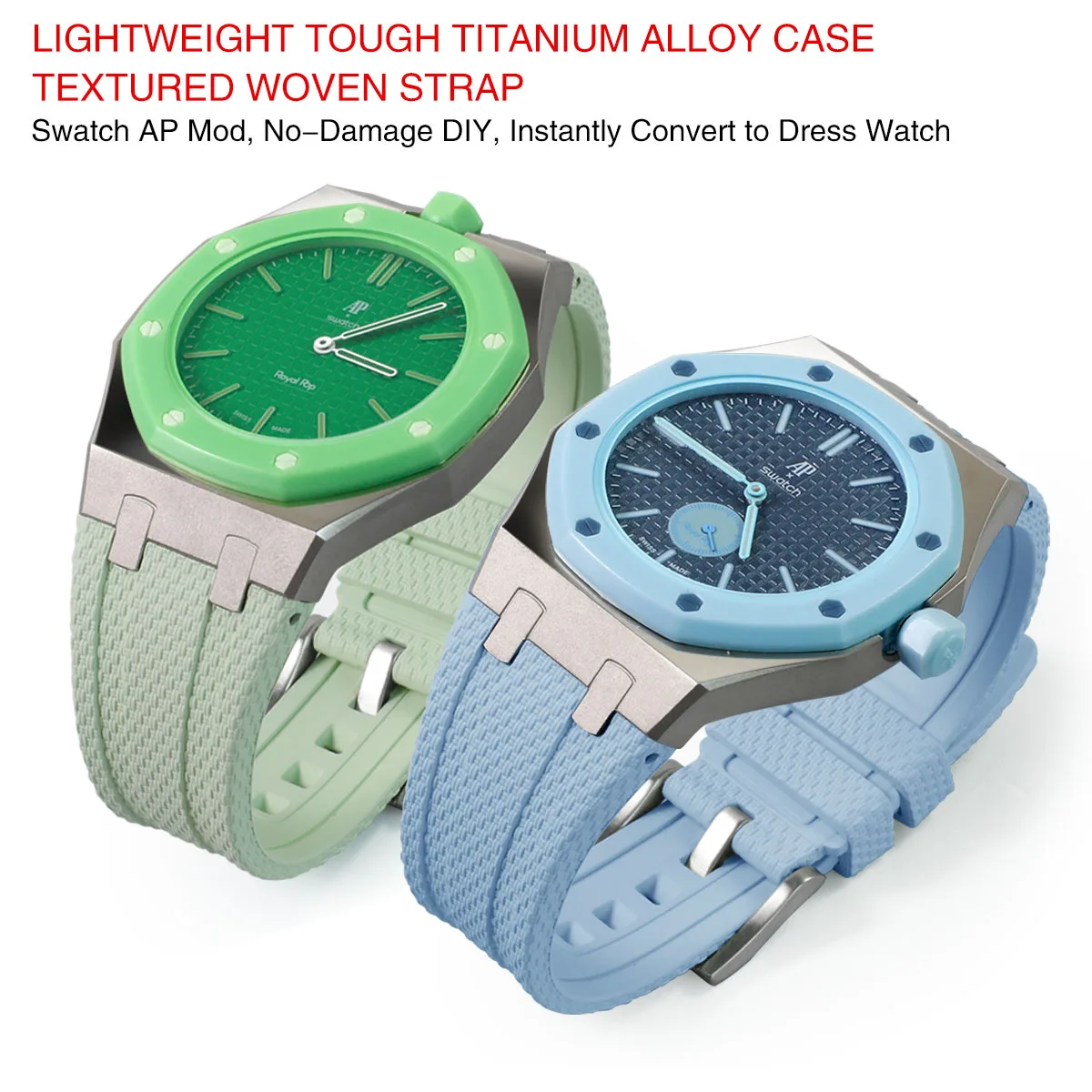 Compatible with Swatch titanium case, fluororubber strap, watch modification accessories