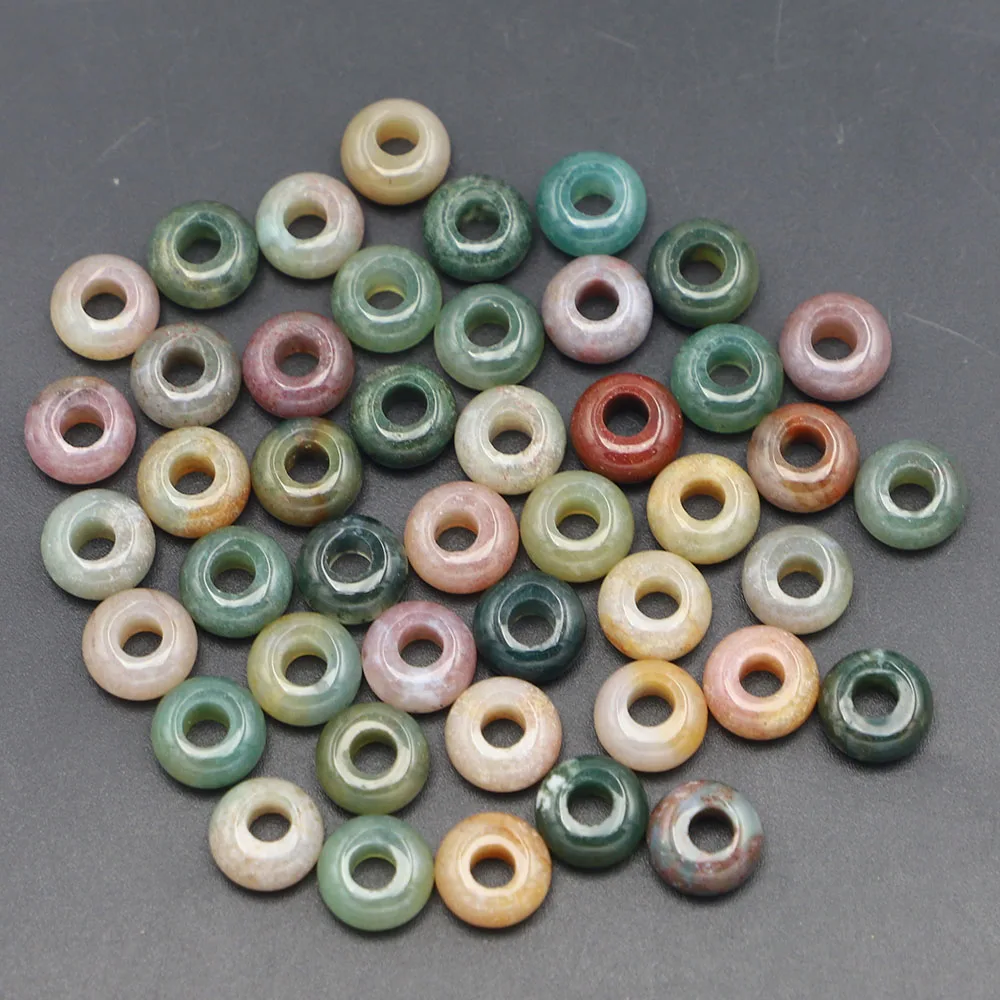 10x5mm Natural Stone Round Shape Big Hole Bead India Agate Charm Bracelet Fashion Jewelry Making 50pcs Wholesale Free Shipping