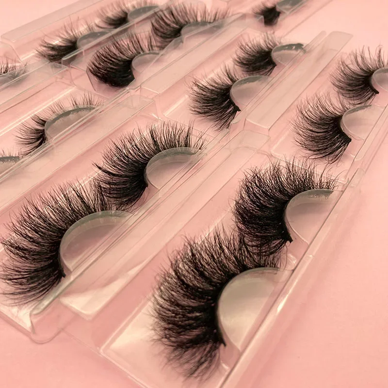 

10pcs 3D 25mm fluffy real 100%full false fake strip mink eyelash lash vendor wholesale natural vendor handmade withcustomize box