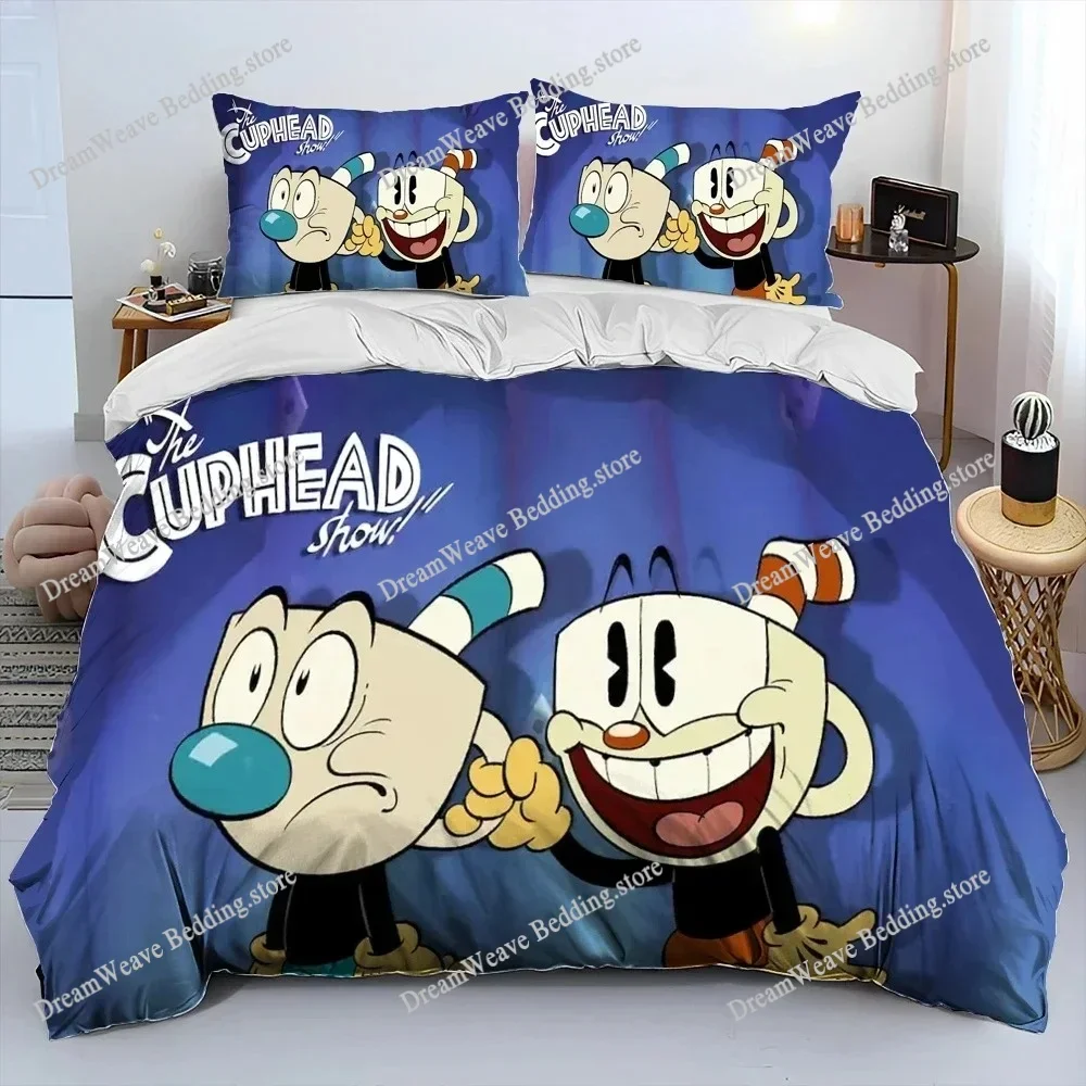 3D Print Game Cuphead Mugman Bedding Set Duvet Cover Bed Set Quilt Cover Pillowcase Comforter King Queen Size Boys Adult