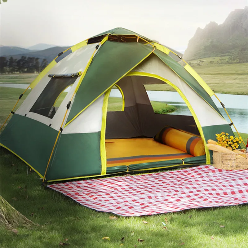 Portable Outdoor Camping Tent, Automatic Opening, Sun Shading, Rain Protection, No Installation, Travel, 3-4 People