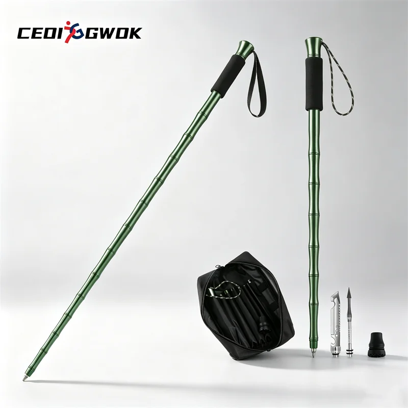 Kij trekkingowy CEOI GWOK, ultralekki, regulowany, amortyzowany, składany, do wspinaczki i chodzenia, 113-145 cm