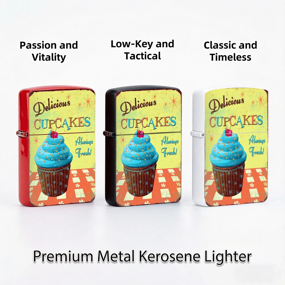 Vintage Flip Top Lighter lighters vintage Delicious Cupcakes Retro Poster Art Print lighters for smokers For Collectible Daily
