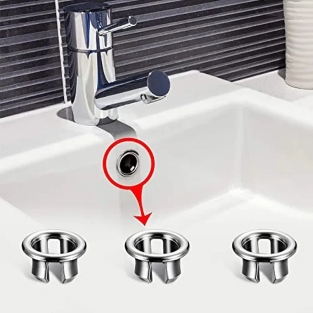 4pc Sink Hole Overflow Cover Basin Trim Bath Drain Cap Wash Round Overflow Ring Plug for Kitchen Bathroom Supplies Ceramic Basin