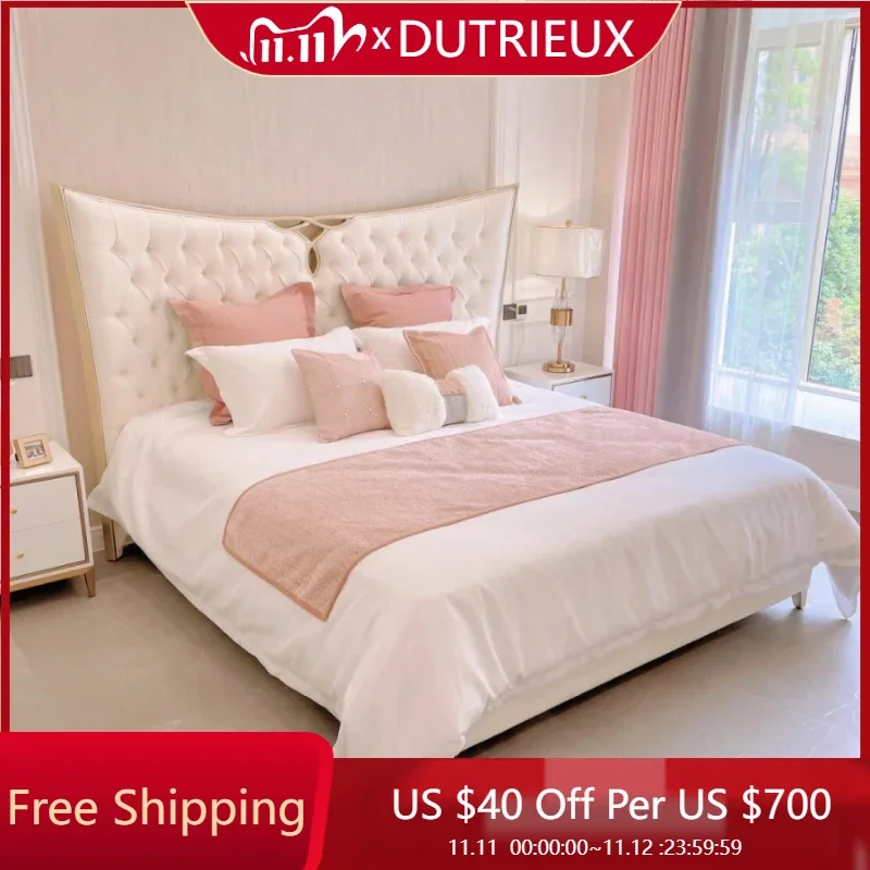 

American Style Modern Bed Princess Frame Fashionable Solid Wood Luxury Bed Aesthetics High Quality Confortable Muebles Furniture