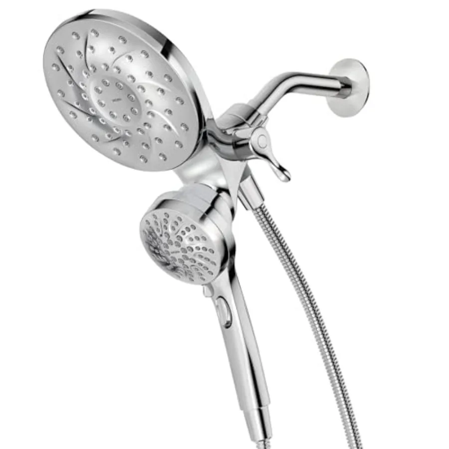 Cabezal de ducha tipo lluvia para baño, latón cromado, plateado, sistema de acoplamiento magnético que permite una fácil combinación 2 en 1 con cabezal desmontable.