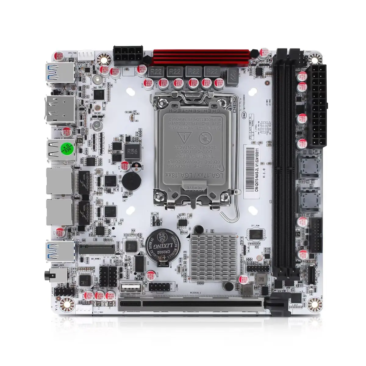 

MNBOXCONET Q670 NAS Motherboard 8 Bay LGA 1700, PCIe5.0 x16 Slot Mini ITX Motherboard with 8×SATA3.0, 3×M.2 NVMe DIY Board Dual