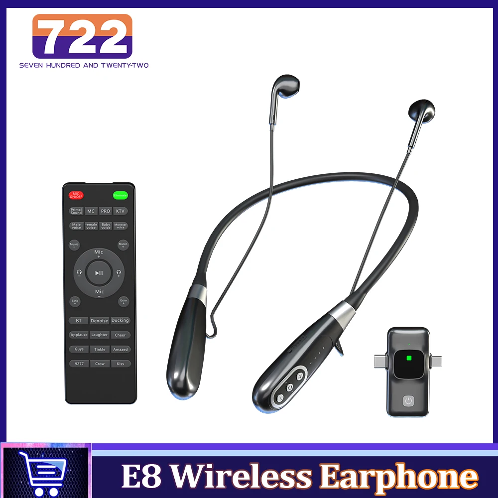 

E8 Bluetooth-compatible Wireless Earphone Remote Controller Headphone Hanging Neck Headset For Sound Card Mobile Phone Live PC