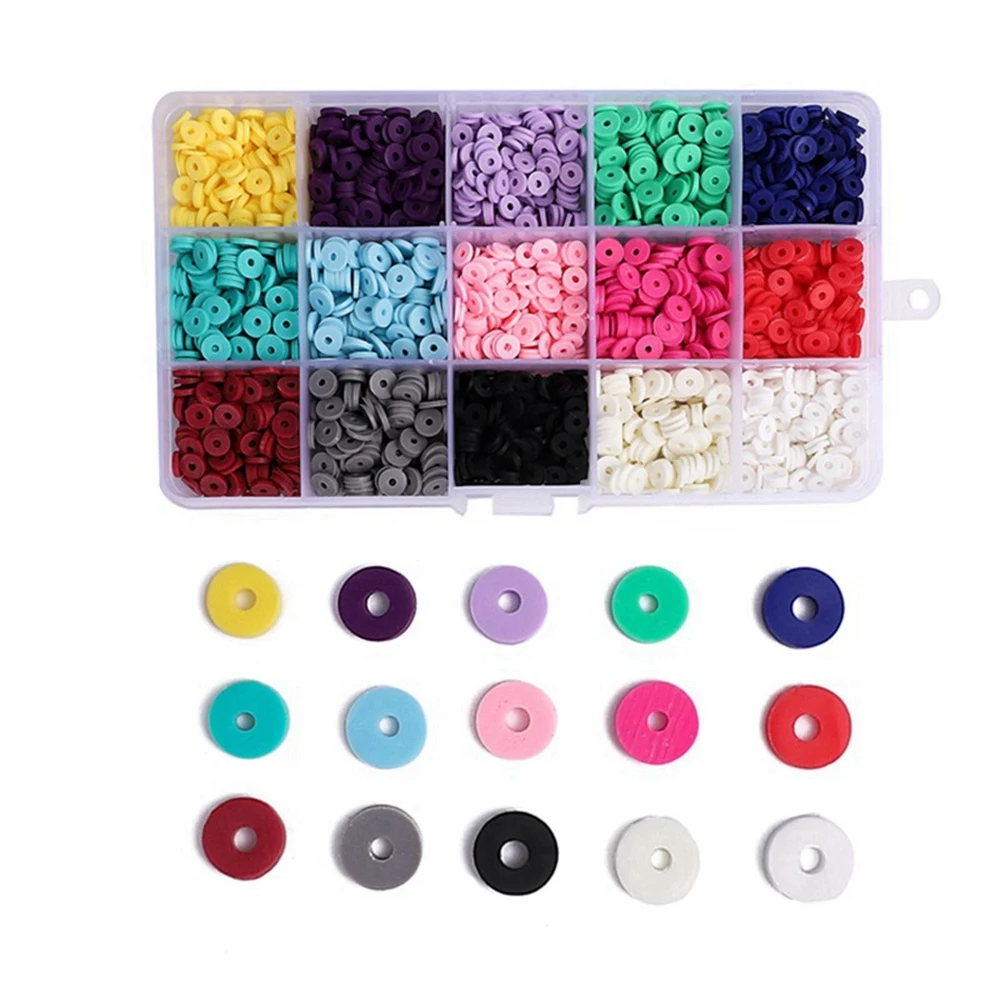 Flat Round Soft Ceramic Flake Beads Spacer Bead Set for Jewelry Making DIY Bracelet and Earring